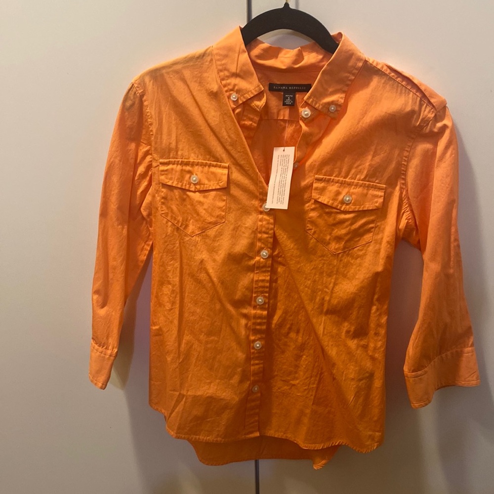 Banana Republic cotton roll tab orange small nwt petite